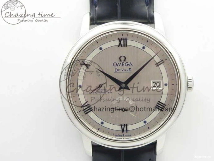 0215 Timeless De Ville Prestige Real PR SS ZF 1:1 Best Edition Gray Dial Blue Markers on Blue Leather Strap MIYOTA 7936